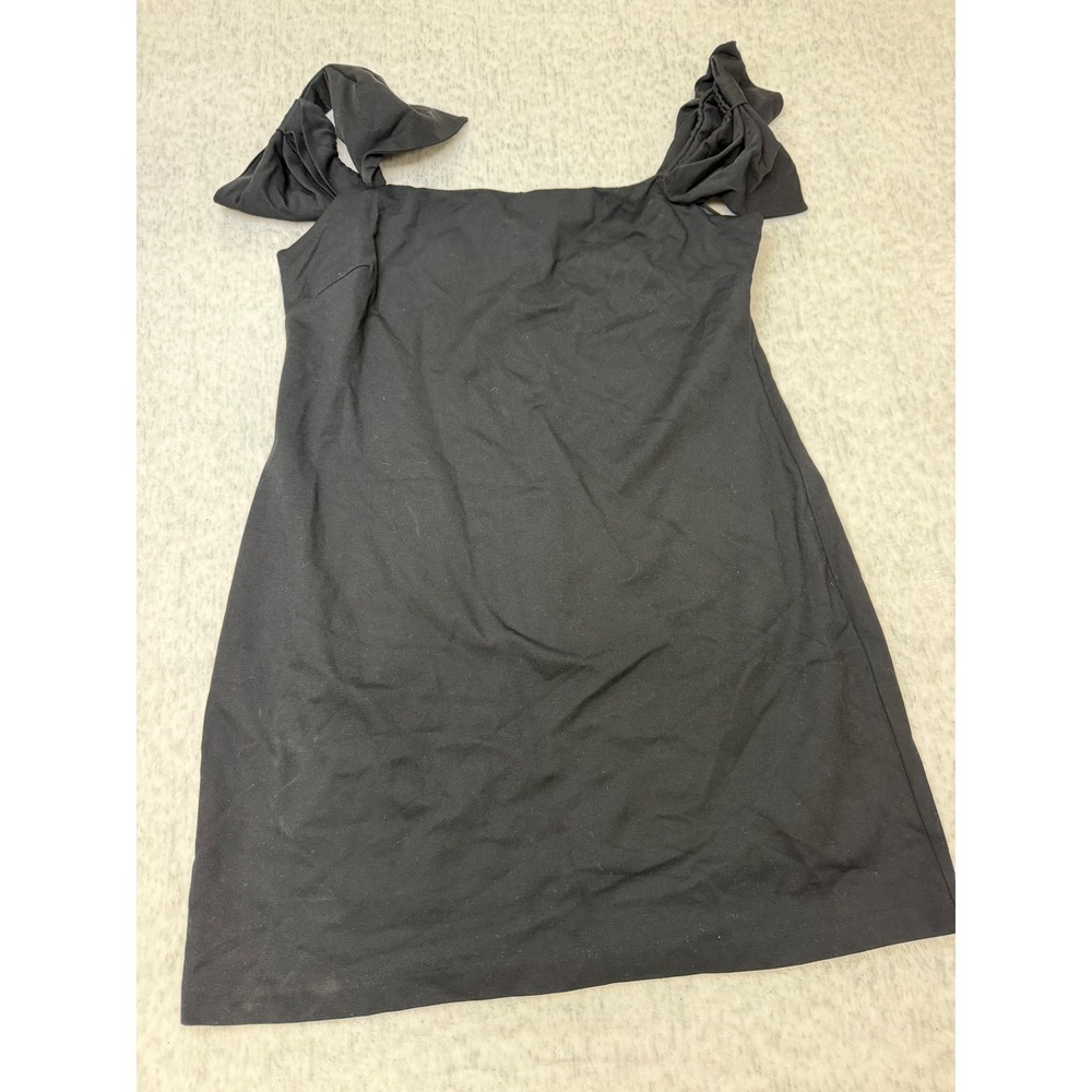 Wild‎ Fable Womens Black Square Neck Bow Shoulder Mini Dress Size L NWT